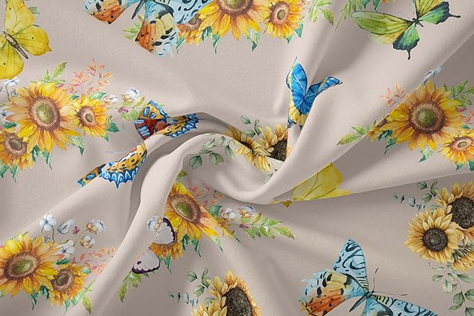 Tailor Shop Sunflower Comforter Sets Full Size,Sunflower Bedding Sets for Teens Kids Butterflies Comforter Sets,Butterfly Bedding Sets Vintage Yellow Flowers Bedding Sets with 2 Pillowcases