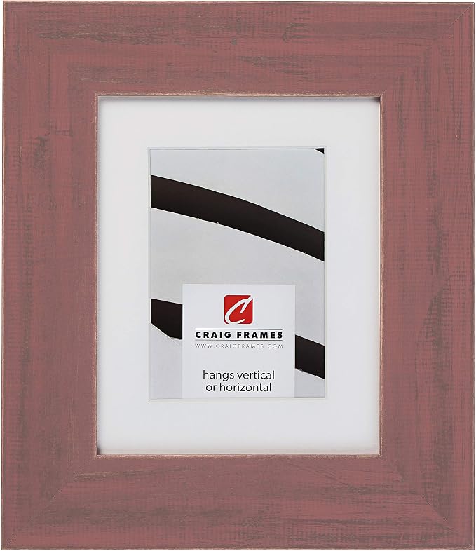 Craig Frames Jasper Wide, 24 x 32 Inch Country Weathered Red Picture Frame Matted to Display a 20 x 28 Inch Photo
