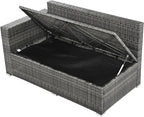 6-Piece Outdoor Furniture Set with Dining Table, Adjustable Seat and Storage Box, All Weather PE Rattan Patio Conversation Sofa L-Shaped Couch for Garden Lawn, Grey Wicker+Beige Cushion