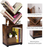 ruboka 2-Shelf Tree Bookshelf with Storage, 26.5-Inch Retro Floor Standing Bookcase Display for CDs/Magazine/Books, Small Bookshelf for Bedroom, Living Room, Office, Brown Storage Shelves