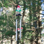 Funny Gnome Wind Chime for Garden or Porch – Peeved Garden Gnome Holding 'Go Away' Sign – Outdoor Yard Décor with Stainless Steel Tubes & Resin Mushroom Strikers – Hilarious Gift Idea