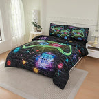 NINENINE Gaming Bedding Sets for Boys, 6PCS Queen Size Comforter Sets for Boys,Gamer Bedding Bed in A Bag Comforter Sheet Set(1Comforter,1Flat Sheet,1Fitted Sheet,1Cushion Cover,2Pillowcases)…