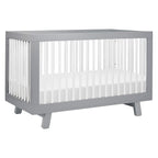 Babyletto Hudson 3-in-1 Convertible Crib with Toddler Bed Conversion Kit in Grey and White, Greenguard Gold Certified