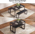 Bealife Dining Table Set for 4 with Metal Frame and MDF Board - Black | Space Saving Kitchen Table with 2 Benches, Kitchen Table Set for Apartment, Dining Room, Breakfast Nook