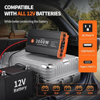 3000W Pure Sine Wave Power Inverter 12V DC to 110V AC Converter Peak Power 6000W for RV Truck Off-Grid Solar Car Inverter with 4 AC Outlets, 2 USB & 1 Type-C Ports, Cables Included, Remote Controller