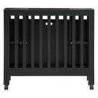 Babyletto Origami Mini Portable Folding Crib with Wheels in Black, 2 Adjustable Mattress Positions, Greenguard Gold Certified