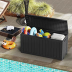 Mars Villa 72 Gallon Deck Box, Outdoor Storage Box Waterproof, Outside Resin Storage Bin for Patio Furniture Cushions, Pool Supplies, Garden Tools, UV-Resistant and Weatherproof, with 4 Wheels, Black