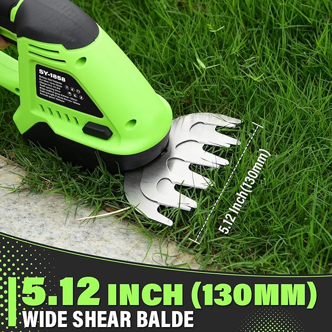 SOYUS Hedge Trimmer Cordless, 2-in-1 Handheld Hedge Trimmers, 20V Electric Grass Shear & Shrubbery Trimmer, Battery Operated Grass Cutter for Garden/Lawn with Charger and Battery