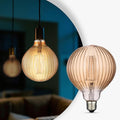 G125 LED Filament Bulb,4W Dimmable E26,2200K Amber Glass,1 Pack | Decorative Oversized Edison Bulb, Squirrel Cage Filament, Dim, For Indoor & Outdoor Cafe, Hotel, Kitchen & Dining Room Decor