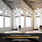 Modern Crystal Chandeliers, Black Round Chandelier for Dining Room, Large Arc Chandelies for Living Room, 7-Light Dining Room Light Fixture 34" Pendant Light Chandelier for Staircase Bedroom