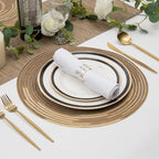 SHACOS Round Braided Placemats 15 inch Set of 4 Variegated Washable Kitchen Table Place Mats Table Mats for Home Wedding Party (Rainbow Brown, 4)