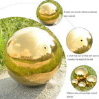Nerien Gazing Ball, Stainless Steel Garden Mirror Globe, Polished Ornament Sphere, Hollow Floating Reflective Hemisphere, for Home Outdoor Pond Housewarming Swimming Pool Decoration, Gold, 10Pcs