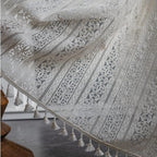 Sutuo Home Boho Curtain Crochet Lace Semi-Sheer Florals Hollow Knitted Handmade Tassels, Rod Pocket Window Treatment Vintage Rustic Farmhouse Drapes for Living Bedroom, 1 Panel 59" W x 84" L, Beige