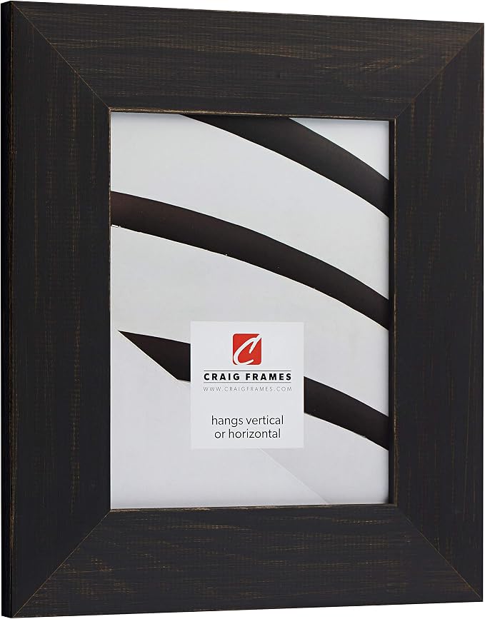 Craig Frames 24x36 Black Picture Frame, Rustic Wood Wall Decor for Art | A lightweight, shatter resistant acrylic front, made in the USA for a gallery display