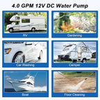 4.0 GPM 12V DC 45 PSI Revolution Water Pump with Pressure Switch Compatible with Camper, RV, Shower, Sprayer