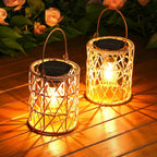 KOOPER Solar Lantern Outdoor Lights, 2 Pack Bright Hanging Solar Lanterns Outdoor Waterproof with Handle, Decoration Rattan Lanterns for Outside Hanging Garden Patio Yard Porch Trees Lawn Pathway Gift