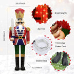 61Inch Nutcracker Christmas Decor Outdoor with LEDs 5 Feet Lighted Large Nutcracker Lighted Christmas Decorations Outdoor with Stakes & Zip Ties for Xmas Yard, Porch, Lawn
