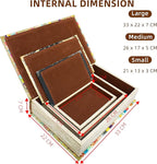 Decorative Book Box Set of 3, Fake Book Trinket Keepsake Storage Boxes with Ancient World Map Pattern, Graduation Gift