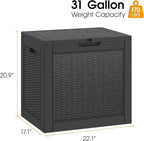 NUNU LAB 31 Gallon Outdoor Storage Box Waterproof,Indoor Outside Deck Box,Backyard Storage Bin For Package Delivery,Garden Tools,Patio Cushions,Pool Accessories,Storage Bench Lockable Lid