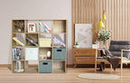 PACHIRA E-Commerce 16 Cube Closet Cabinet, Unit Shelf, Wooden Storage Cube, Bookshelf File Organizer Rack in Living Room, Bedroom, Study, each cube 11.22", OAK