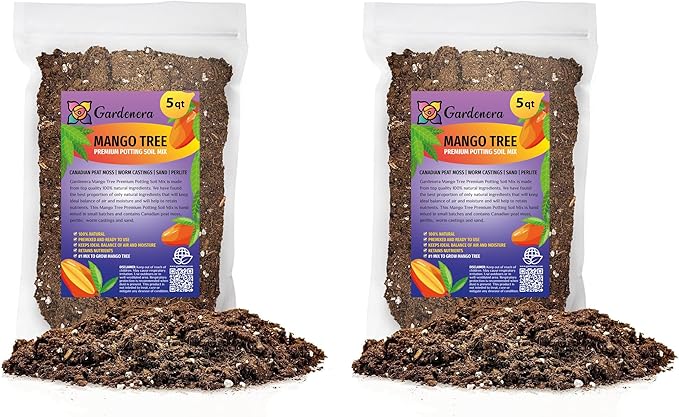 Gardenera Mango Tree Potting Soil - All-Natural Blend for Thriving Mango Trees - Boosts Root Health and Delicious Harvests - 10 Quart
