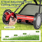 Goplus Manual Lawn Mower, 16 Inch 5-Blade Walk-Behind Cordless Grass Cutter with 7 Gallon Removable Grass Collect Bag, Adjustable Cutting Heights, Push Reel Lawn Mower for Yard, Garden