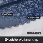 Smiry Rectangle Waterproof Heavy Duty Vinyl Tablecloths, 60 x 140 Inch | Wipeable Washable Floral Embossed Table Cover for Kitchen and Dining Room, Indoor & Outdoor Use, Navy Blue