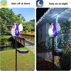 Afirst Decorative Solar Lights Outdoor Solar Hummingbird Stake Lights Hand Blown Glass Decorative Garden Pathway Light Outdoor Waterproof Glass Stakes Blue