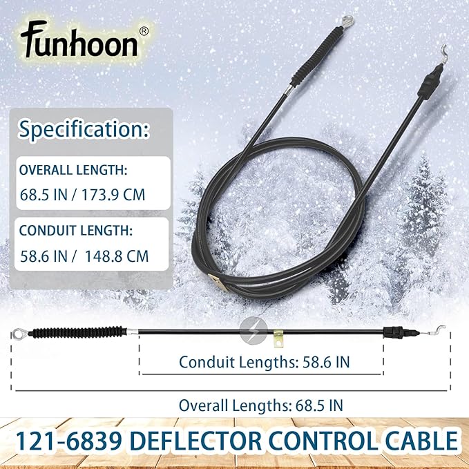 121-6839 Deflector Control Cable for Toro Power Max 724 OE, 726 OE, 826 OE, 826 OTE Snow Blowers/Throwers