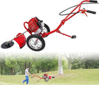 2-Stroke Hand Push Lawn Mower Gas Powered with Wheels,1.8KW 49CC Single-Cylinder Gasoline Engine Grass Trimmer Lawn Mower,Height Adjustable and Rear Wheels Foldable,6500-7000r/Min