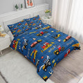 Axolotl Tractor Truck Bedding Set Queen,Excavator Comforter Set,Vehicles Truck Comforter,Boys Bedding Machinery Truck Comforter Construction Site Decor for Kids Boys Teens,1 Quilt 2 Pillowcases,Blue