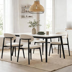 UVV Dining Chairs Set of 4, Metal Kitchen Chairs with Modern Fabric Upholstered for Dining Room, Beige