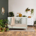 dadada Baby Soho 3-in-1 Convertible Crib to Toddler Bed – Wooden Crib Made in Italy, GREENGUARD Gold Certified Small Baby Crib – Baby-Safe Finish, Modern Design (Sage)