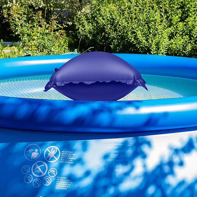 3 Pack Pool Pillow for for Above Ground Pools, 4x4 Ft Pool Air Pillow for Closing Winter Pool Winterizing Kit for Ground Pool, 0.5mm PVC Material, 2X 16.5Ft Rope (Blue)