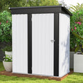 Patiowell 5x3 FT Outdoor Storage Shed, Garden Tool Shed with Sloping Roof and Lockable Door, Metal Shed for Backyard Garden Patio Lawn, White