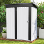 Patiowell 5x3 FT Outdoor Storage Shed, Garden Tool Shed with Sloping Roof and Lockable Door, Metal Shed for Backyard Garden Patio Lawn, White