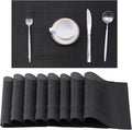 Leetaltree Black Frame Placemats Set of 8 - Heat Resistant Non-Slip Place mats for Dining Table, Washable Durable PVC Vinyl Woven Table Mats（Black Frame, 8）