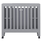 Babyletto Origami Mini Portable Folding Crib with Wheels in Grey, 2 Adjustable Mattress Positions, Greenguard Gold Certified