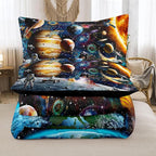Tailor Shop 5 Pcs Kids Comforter Sets Twin Bed in A Bag for Boys Teen Girls Kids,Galaxy Bedding Set with Space Sheets Fitted Bed Sheet (1 Comforter, 1 Flat Sheet, 1 Fitted Sheet, 2 Pillowcases)