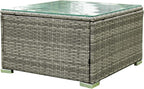4 Piece Outdoor Furniture Set Wicker Rattan Patio Sectional Sofa with Storage Box and Table for Garden, Backyark, Porch Deck, Balcony, Grey