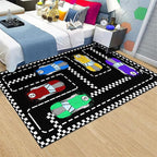 Car Rug Race Car Rug Car Track Rugs for Boys Race Track Carpet Race Car Track Rug Car Rug for Boys Room Car Rug Play Mat Car Carpet for Kids Rugs for Boys Bedroom,Black 3'×4'