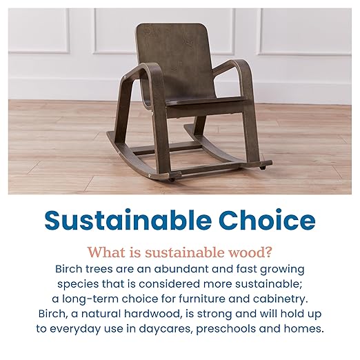 ECR4Kids Bentwood Rocking Chair, Kids Furniture, Grey Wash