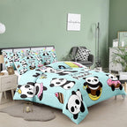 Bodhi Cartoon Cute Panda Comforter Set Twin for Boys Girls Kids Teens Soft Microfiber Animal Theme Panda Bedding Set Twin Size 3D Panda Comforter Set 1 Comforter+1 Pillow Shams #4007