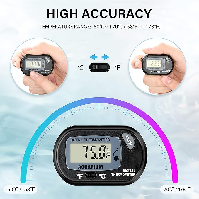 Simple Deluxe Clamp Lamp Light with Adjustable 8.5 Inch Aluminum Reflector E26 Socket & LCD Digital Aquarium Thermometer, Adjustable Lighting and Accurate Temperature Monitoring