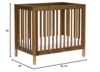 babyletto Gelato 4-in-1 Convertible Mini Crib in Natural Walnut and Brushed Gold Feet, Greenguard Gold Certified