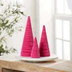 Your Heart's Content Hot Pink Velvet Trees Set of 3, Modern Artisan Mantel Accent, Coquette Room Decor, Romantic Aesthetic, Valentine Tabletop Tree, Cozy Gift for, Teen Girl Room (Hot Pink)