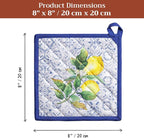 Maison d' Hermine Pot Holders 100% Cotton Potholders (8" x 8", Pack of 2) | Heat Resistant Hot Pads with Loop BBQ Cooking Baking Farmhouse Kitchen Handling Hot Pans Spring Summer - Citrus