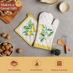 Maison d' Hermine Pot Holders 100% Cotton Potholders (8" x 8", Pack of 2) | Heat Resistant Hot Pads with Loop BBQ Cooking Baking Farmhouse Kitchen Handling Hot Pans Spring Summer - Limoncello