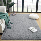 Super Soft Fluffy Shaggy Rugs 4x5.9 Feet for Living Room Bedroom, Fuzzy Plush Area Rugs for Girls Kids Room Nursery Home Decor, Furry Dorm Throw Rug Cute Non-Slip Indoor Floor Carpet, Grey