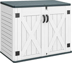 YITAHOME Outdoor Horizontal Storage Shed with X-Shaped Lockable Door, 35 Cu Ft Weatherproof Resin Tool Shed w/o Shelf, Ideal for Bike, Trash Cans, Garden Tools, Lawn Mowers, Light Gray